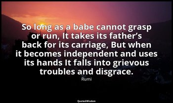 So long as a babe cannot grasp or run, It takes its father’s back for its carria — Rumi