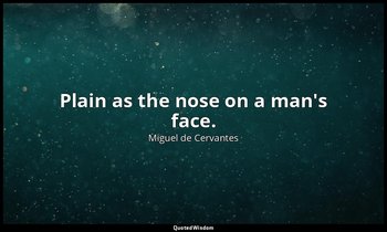 Plain as the nose on a man's face. — Miguel de Cervantes