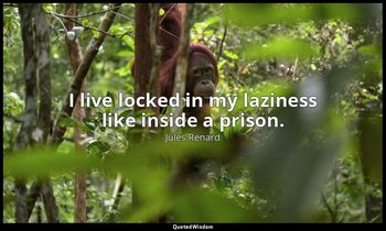 I live locked in my laziness like inside a prison. — Jules Renard