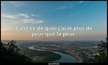 C'est ce de quoi j'ai le plus de peur que la peur. — Michel de Montaigne