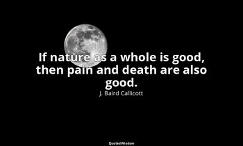 If nature as a whole is good, then pain and death are also good. — J. Baird Callicott