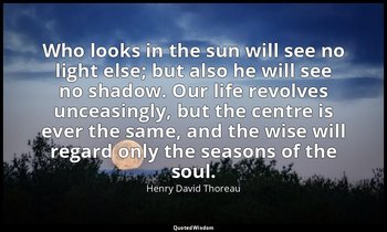 Who looks in the sun will see no light else; but also he will see no shadow. Our — Henry David Thoreau