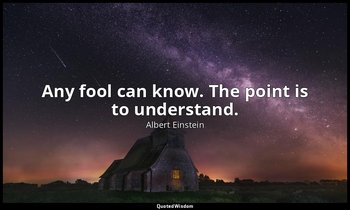 Any fool can know. The point is to understand. — Albert Einstein