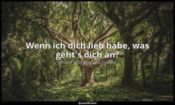 Wenn ich dich lieb habe, was geht's dich an? — Johann Wolfgang von Goethe