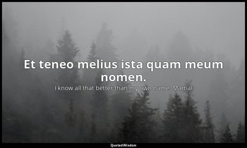 Et teneo melius ista quam meum nomen. — I know all that better than my own name. Martial