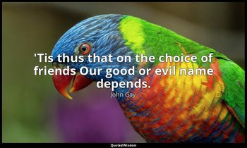 'Tis thus that on the choice of friends Our good or evil name depends. — John Gay