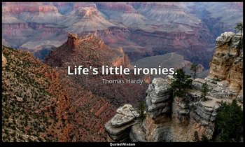 Life's little ironies. — Thomas Hardy