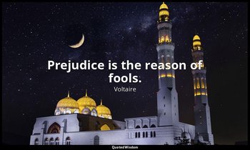 Prejudice is the reason of fools. — Voltaire