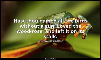 Hast thou named all the birds without a gun; Loved the wood-rose, and left it on — Ralph Waldo Emerson