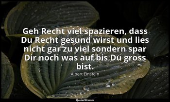 Geh Recht viel spazieren, dass Du Recht gesund wirst und lies nicht gar zu viel  — Albert Einstein