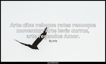 Arte citæ veloque rates remoque moventur; Arte levis currus, arte regendus Amor. — By arts