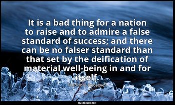 It is a bad thing for a nation to raise and to admire a false standard of succes — Theodore Roosevelt