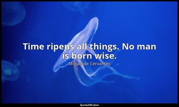 Time ripens all things. No man is born wise. — Miguel de Cervantes