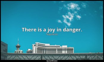 There is a joy in danger. — Napoleon