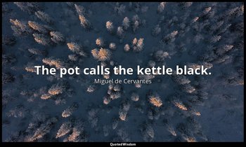 The pot calls the kettle black. — Miguel de Cervantes