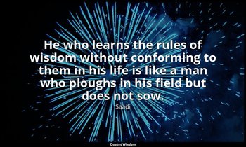 He who learns the rules of wisdom without conforming to them in his life is like — Saadi
