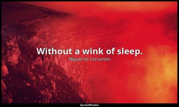 Without a wink of sleep. — Miguel de Cervantes