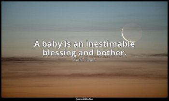 A baby is an inestimable blessing and bother. — Mark Twain