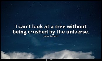 I can't look at a tree without being crushed by the universe. — Jules Renard