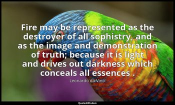 Fire may be represented as the destroyer of all sophistry, and as the image and  — Leonardo da Vinci