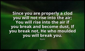 Since you are properly a clod you will not rise into the air; You will rise into — Rumi