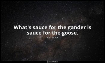 What's sauce for the gander is sauce for the goose. — Karl Marx