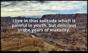 I live in that solitude which is painful in youth, but delicious in the years of — Albert Einstein