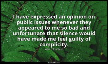 I have expressed an opinion on public issues whenever they appeared to me so bad — Albert Einstein
