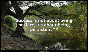 Success is not about being perfect, it's about being persistent ** — Nadine Aguilar