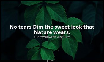 No tears Dim the sweet look that Nature wears. — Henry Wadsworth Longfellow