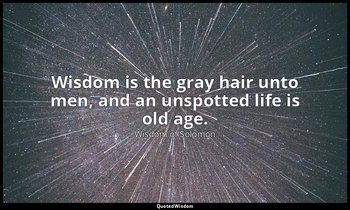 Wisdom is the gray hair unto men, and an unspotted life is old age. — Wisdom of Solomon