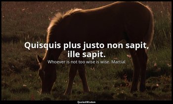 Quisquis plus justo non sapit, ille sapit. — Whoever is not too wise is wise. Martial