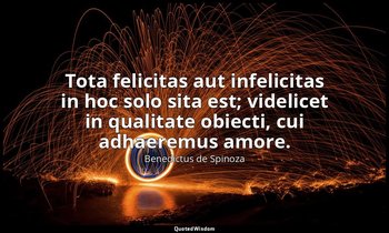Tota felicitas aut infelicitas in hoc solo sita est; videlicet in qualitate obie — Benedictus de Spinoza