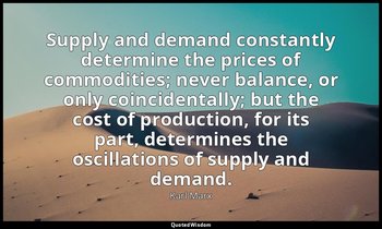 Supply and demand constantly determine the prices of commodities; never balance, — Karl Marx