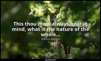 This thou must always bear in mind, what is the nature of the whole... — Marcus Aurelius