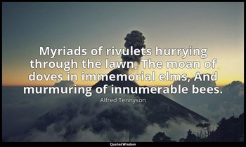 Myriads of rivulets hurrying through the lawn, The moan of doves in immemorial e — Alfred Tennyson