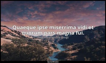 Quaeque ipse miserrima vidi et quorum pars magna fui. — I saw these terrible things