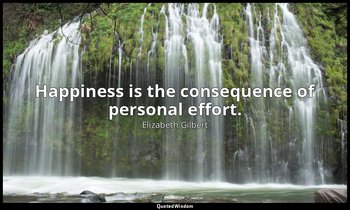 Happiness is the consequence of personal effort. — Elizabeth Gilbert
