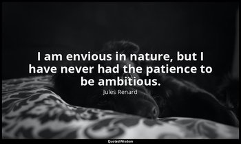 I am envious in nature, but I have never had the patience to be ambitious. — Jules Renard