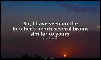 Sir, I have seen on the butcher's bench several brains similar to yours. — Jules Renard