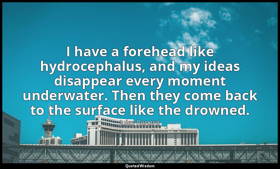 I have a forehead like hydrocephalus, and my ideas disappear every moment underw — Jules Renard