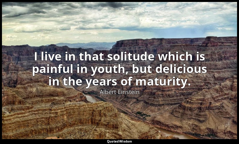 I live in that solitude which is painful in youth, but delicious in the years of — Albert Einstein
