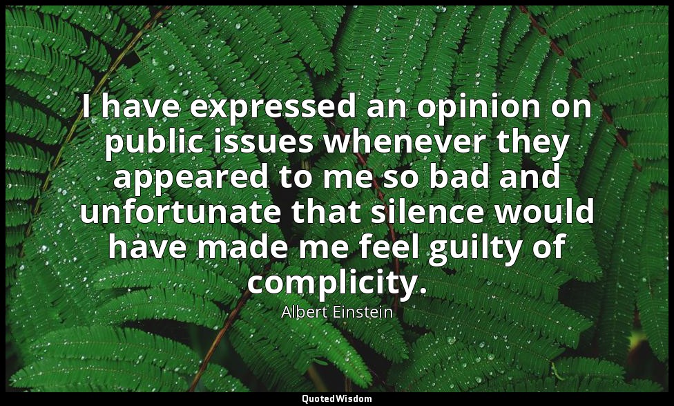 I have expressed an opinion on public issues whenever they appeared to me so bad — Albert Einstein