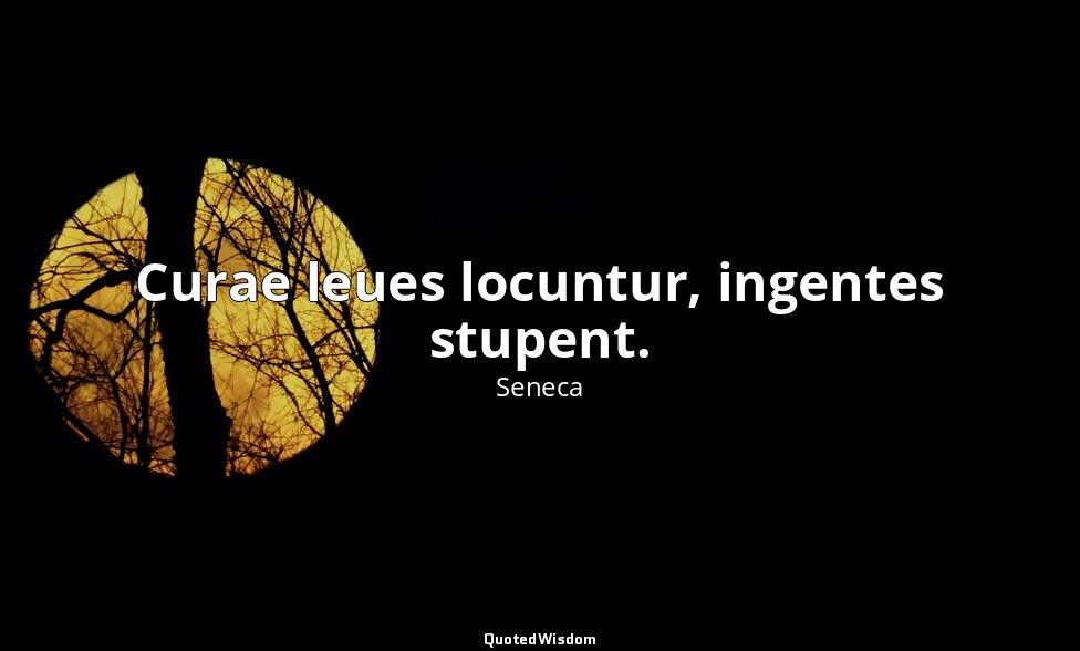 Curae leues locuntur, ingentes stupent. — Seneca