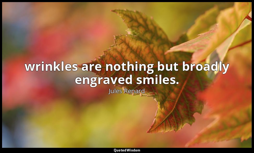 wrinkles are nothing but broadly engraved smiles. — Jules Renard