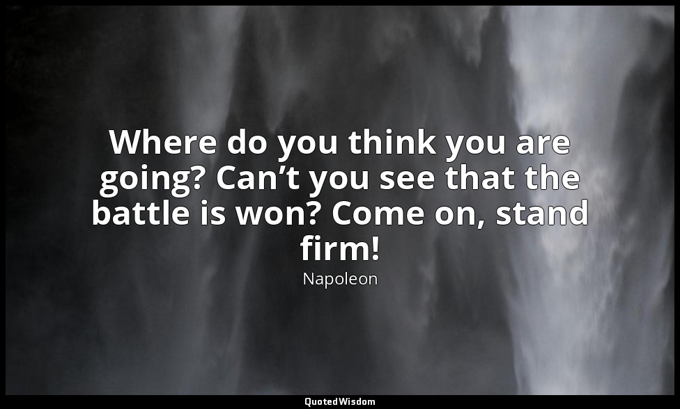 Where do you think you are going? Can’t you see that the battle is won? Come on, — Napoleon