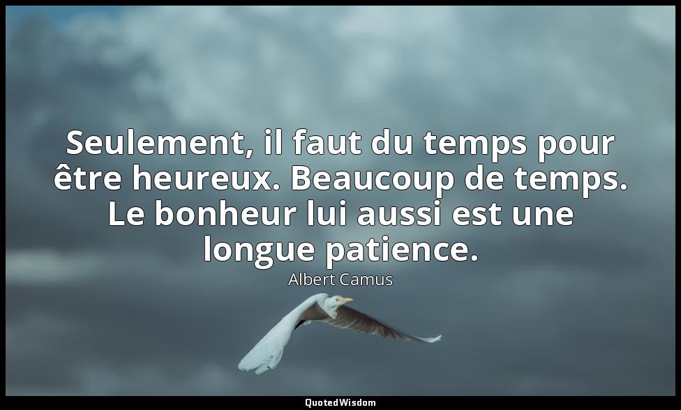 Seulement, il faut du temps pour être heureux. Beaucoup de temps. Le bonheur lui — Albert Camus