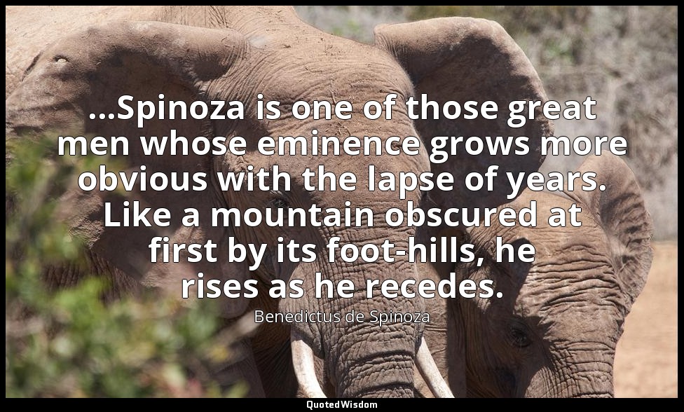 ...Spinoza is one of those great men whose eminence grows more obvious with the  — Benedictus de Spinoza