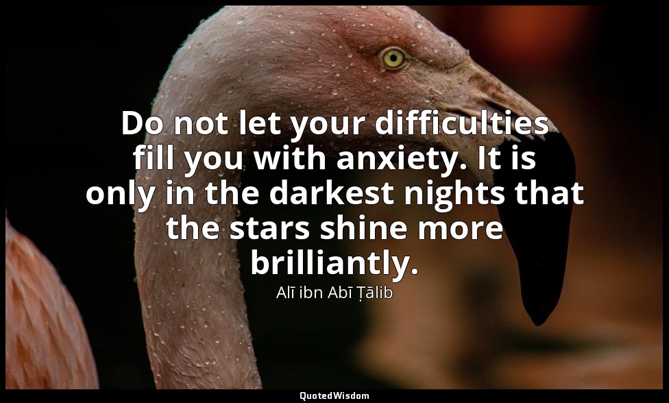 Do not let your difficulties fill you with anxiety. It is only in the darkest ni — Alī ibn Abī Ṭālib