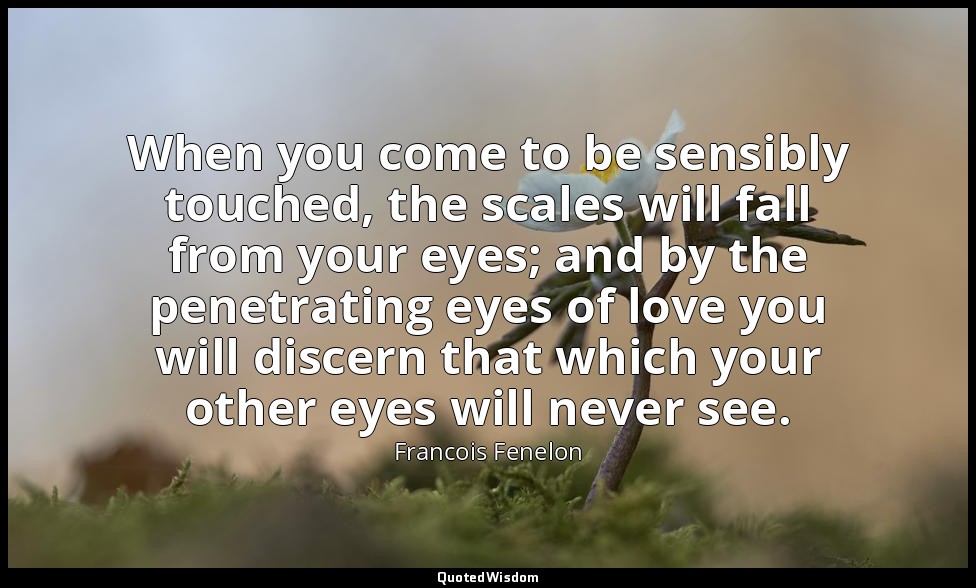 When you come to be sensibly touched, the scales will fall from your eyes; and b — Francois Fenelon